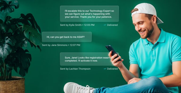 Texting a customer from a single company mobile phone number.