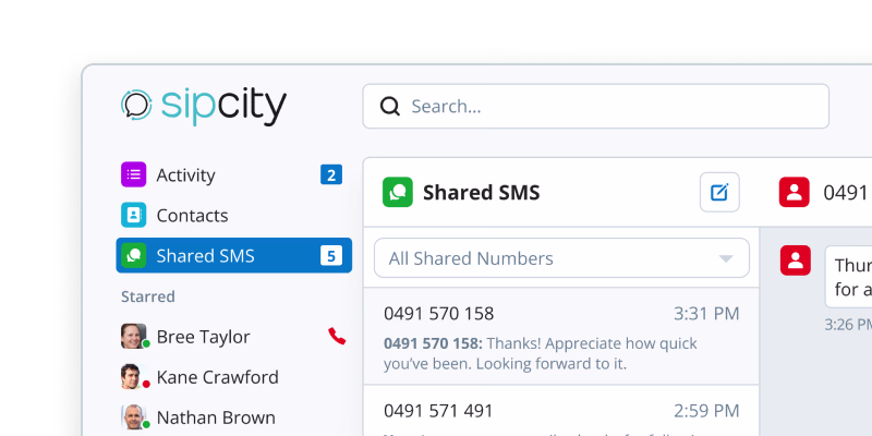 Step 3, Shared SMS UI