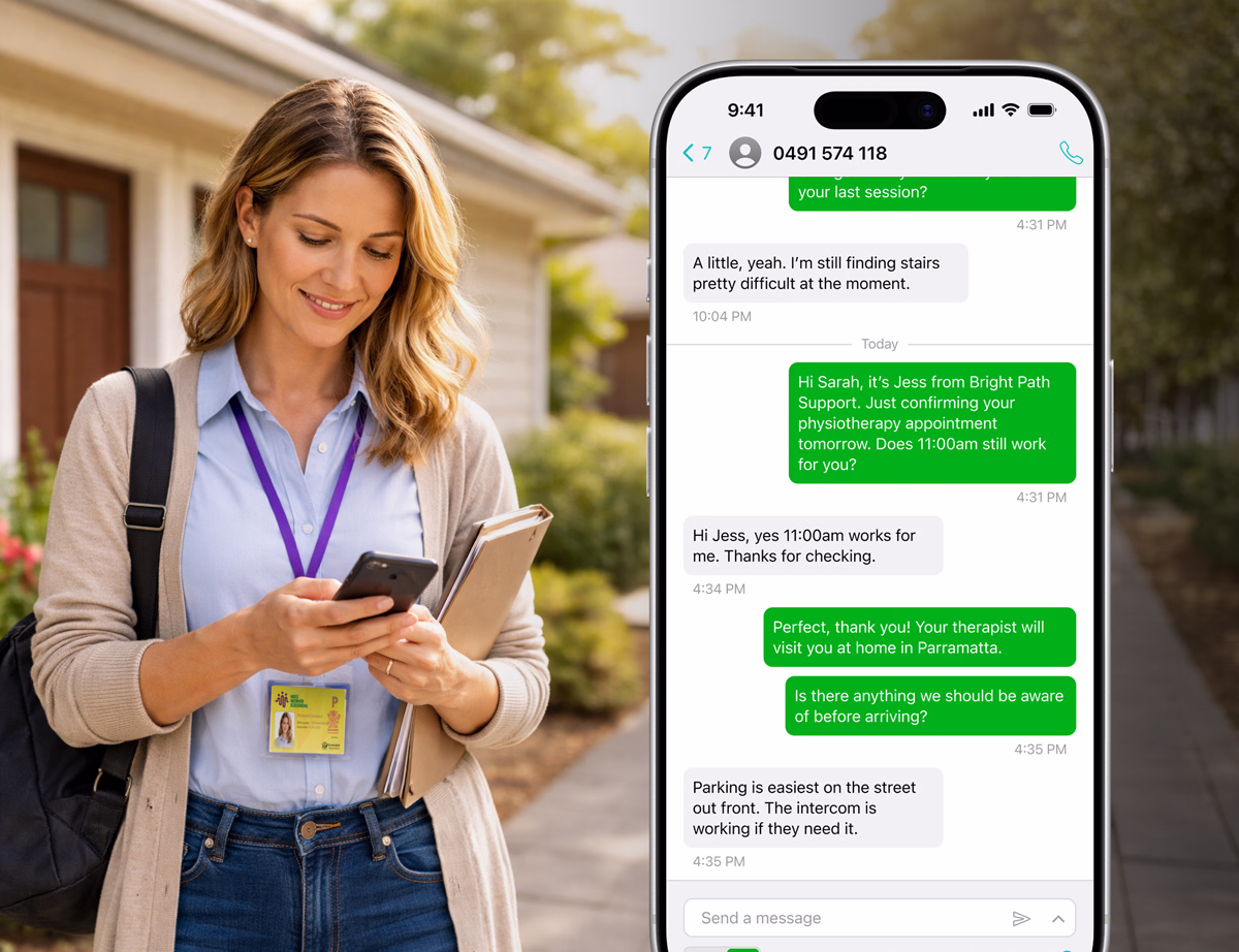 An NDIS worker can message participants from anywhere with SIPcity.