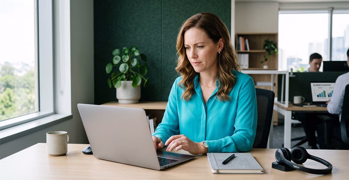SIPcity vs GoTo Connect Australia comparison: Australian business owner comparing VoIP phone provider options on a laptop