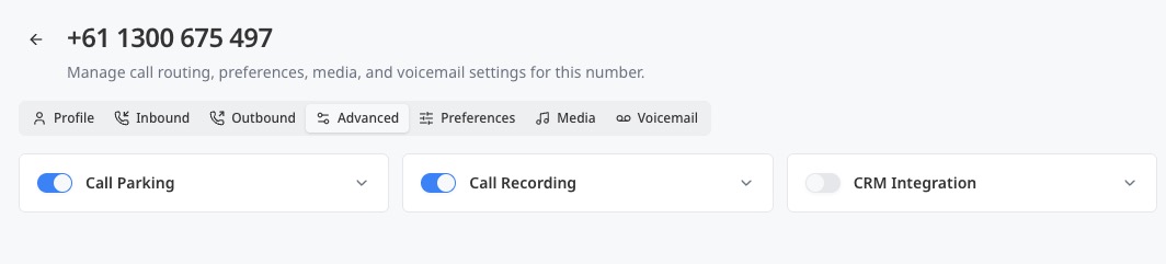 Number settings advanced tab