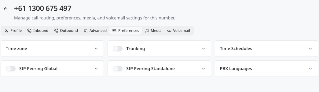 Number settings preferences tab